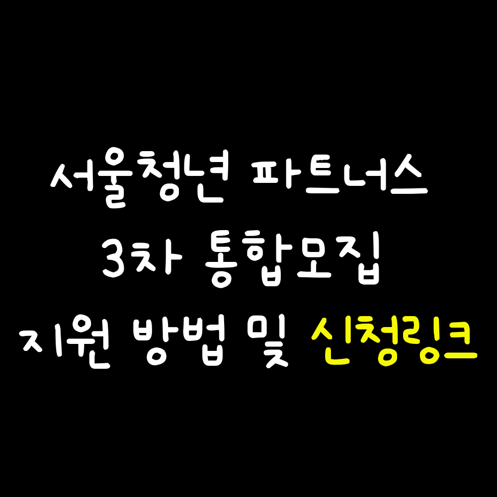 서울청년 파트너스 3차 통합모집 지원